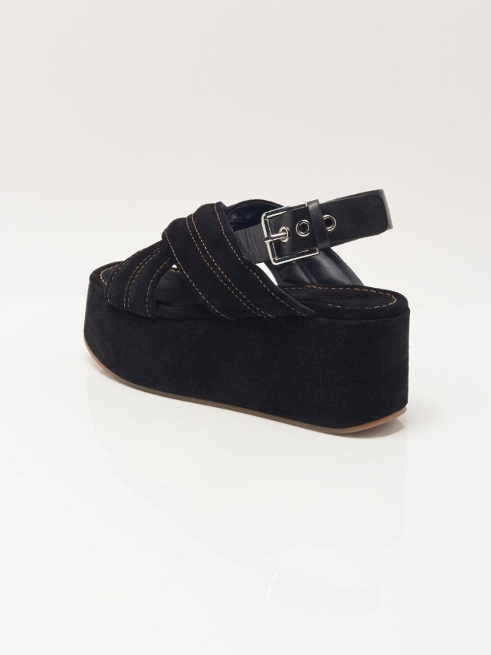 FREE PEOPLE Skyline Platform Sandals / Black Suede - Picture 9 of 11